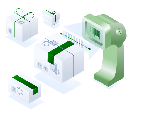 Isometric parcels and a barcode scanner